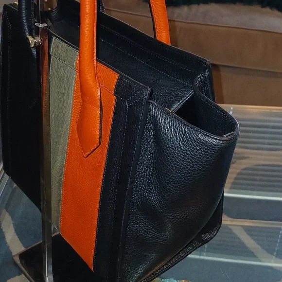Henri Bendel Rare Tricolor Black, Orange, and Gray Large Tote - Picture 6 of 13